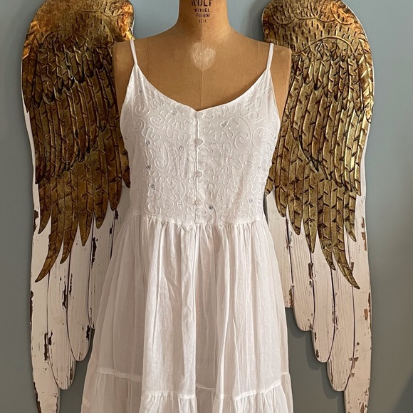 White embroidered Summer Midi Dress - Picture 1 of 6